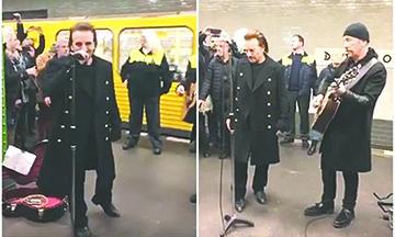 U2 sorprende con concierto en el Metro de Berlín